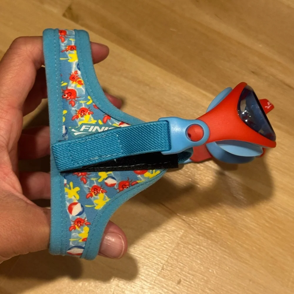 Toddler Swim Goggles with Red and Blue Frame